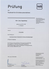 Verantwortliche Fachkraft für Einbruchmeldeanlagen