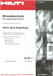 Jens Imgenberg, Fachgerechter Einbau von HILTI Brandschutzsysteme
